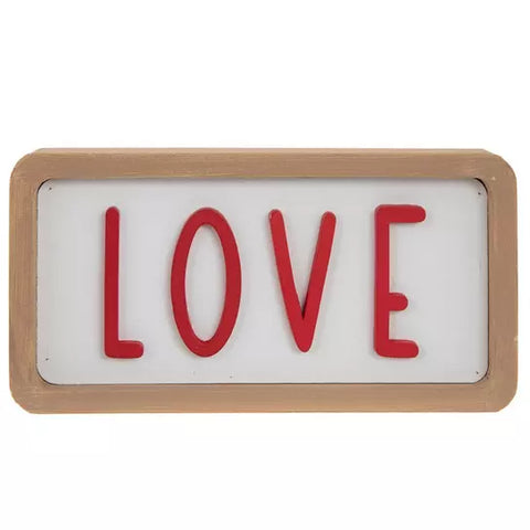 Red & White Love Wood Decor Sign