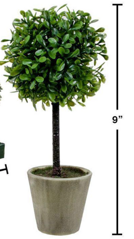 9" Artificial Boxwood Topiary Tree Pot Plant