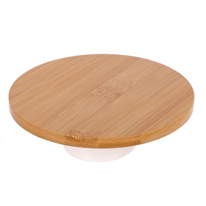 Bamboo/Ceramic Footed Platter, 5.2"D