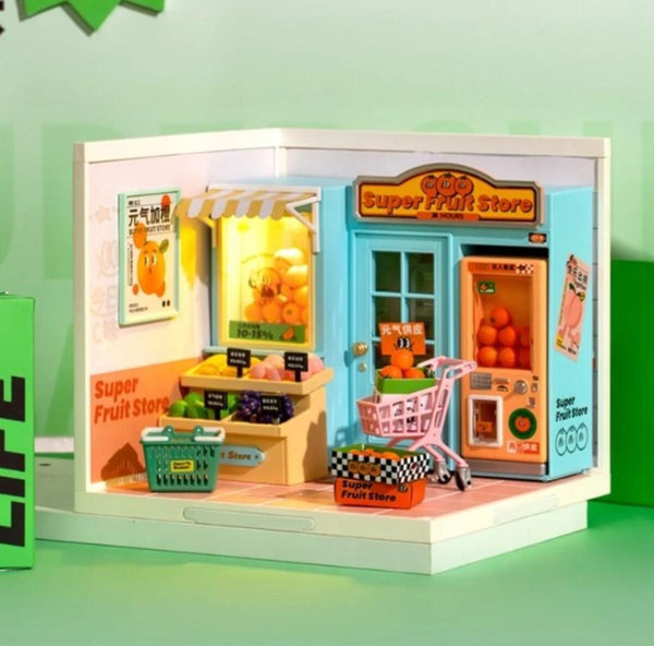 RoLife- Super Fruit Store | Super Creator DIY Stackable Dollhouse Miniatures Kit