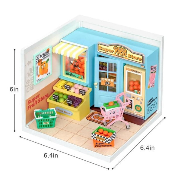 RoLife- Super Fruit Store | Super Creator DIY Stackable Dollhouse Miniatures Kit