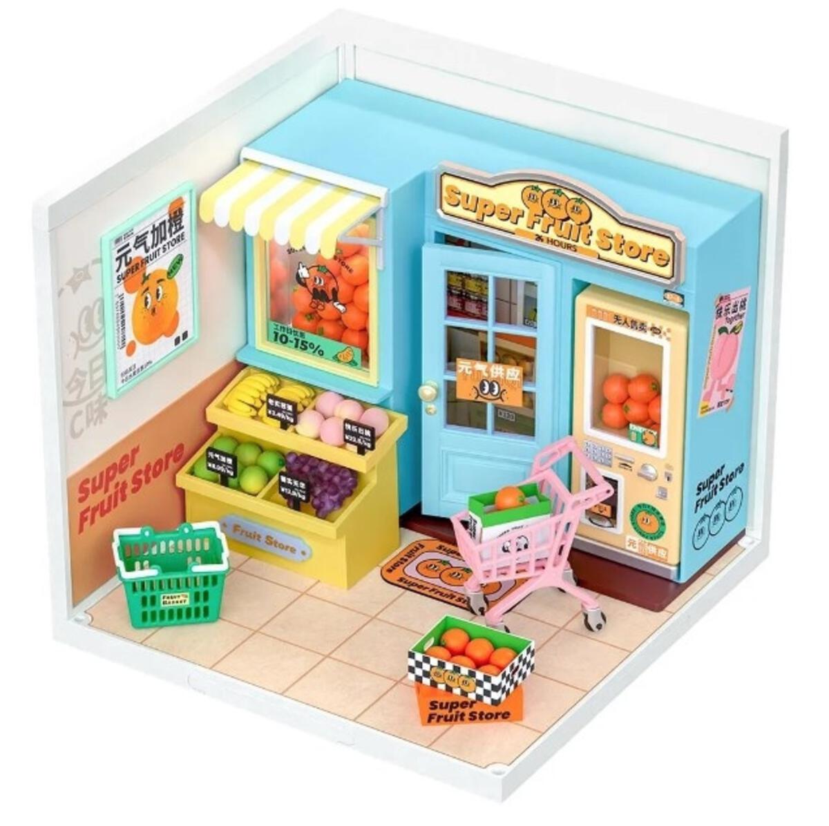 RoLife- Super Fruit Store | Super Creator DIY Stackable Dollhouse Miniatures Kit