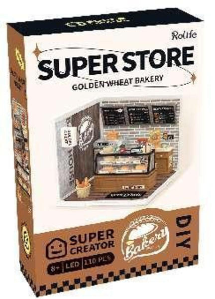 RoLife- Golden Wheat Bakery | Super Creator DIY Stackable Dollhouse Miniatures Kit
