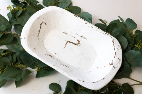 Medium Wood Bowl: 13x9.5x2 / White