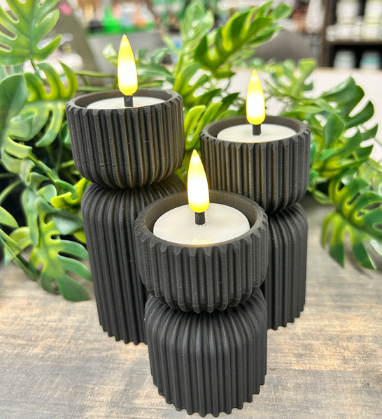 Set Of 3 Modern LED Tea light holders - Assorted Colours