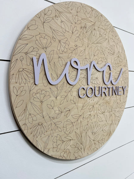 18" Round Modern Wall Art - Engraved with Acrylic Overlay