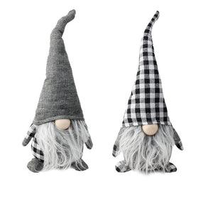 Grey Plaid Gnomes, Medium - 2 Assorted