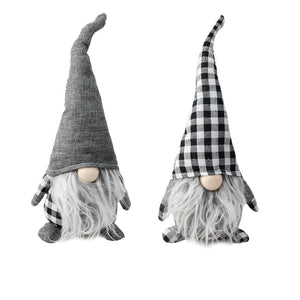 Grey Plaid Gnomes, Large - 2 Assorted