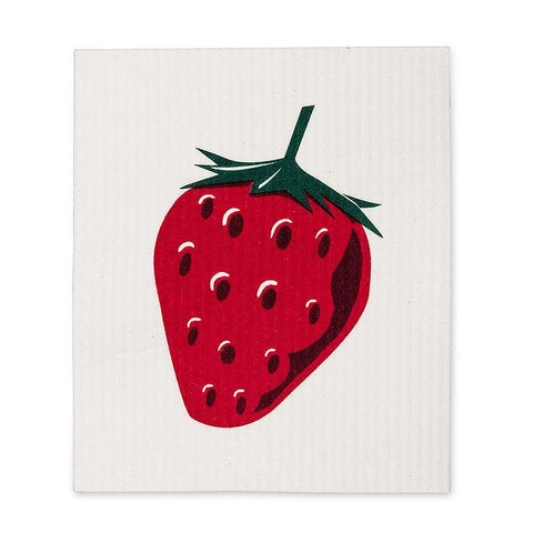 Large Strawberry Swedish Dish Cloth Side Angle