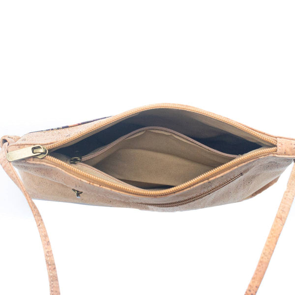 Natural Cork and Printed Design Women's Crossbody Bag BAG-22: B