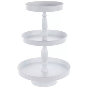 White Three-Tiered Metal Tray