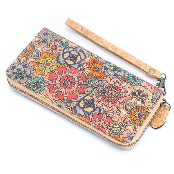 Various patterns natural cork women zipper card wallet- Vegan Cork Wallet BAG-2216: C