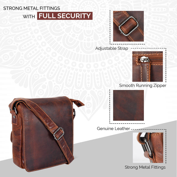 Leather Shoulder Bag Luna: Sandel