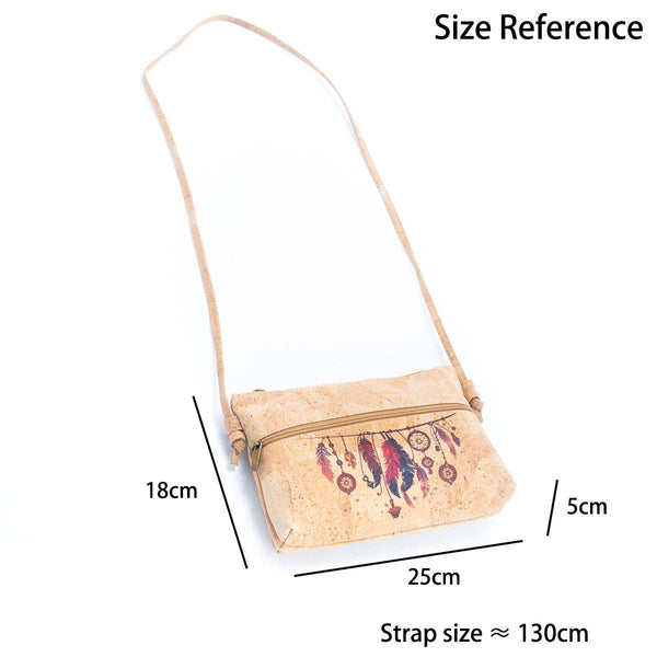Natural Cork and Printed Design Women's Crossbody Bag BAG-22: B