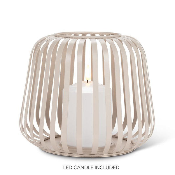 Small Cage Lantern W/LED Candle - Sand
