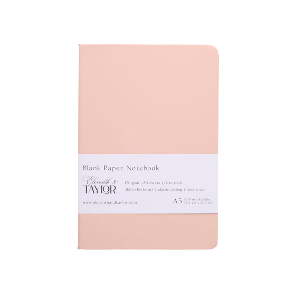 160 Page A5 Blank Journals: 120 GSM Thick Blank Card Stock: Navy Blue
