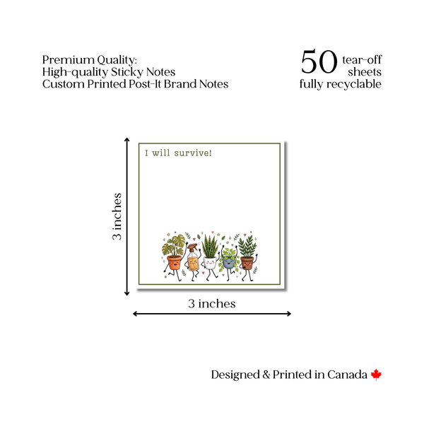 Funny Plants: 50 Sheet Post-It Note Notepad