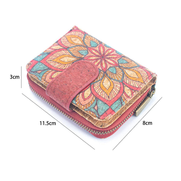 Natural Cork Printed Women's Short Card Wallet BAG-2238: E