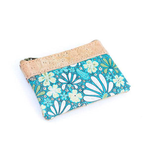 Printed Cork Mini Wallet with Dual Zippers BAG-2316: D