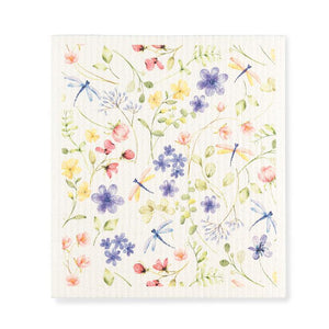Dragonfly & Floral Swedish Dishcloth