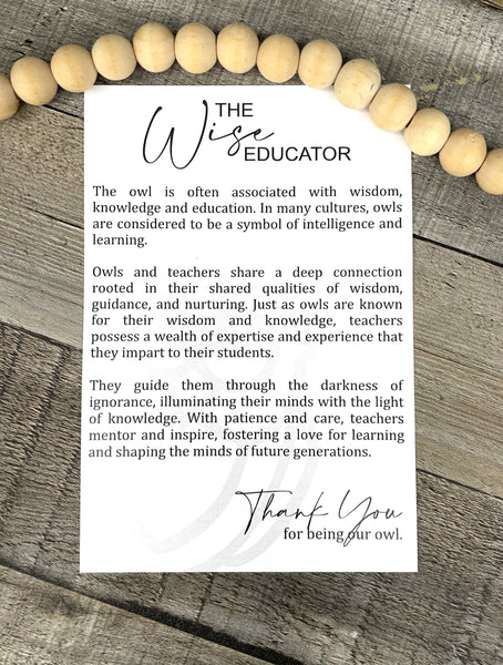 The Wise Educator Ornament - Owl