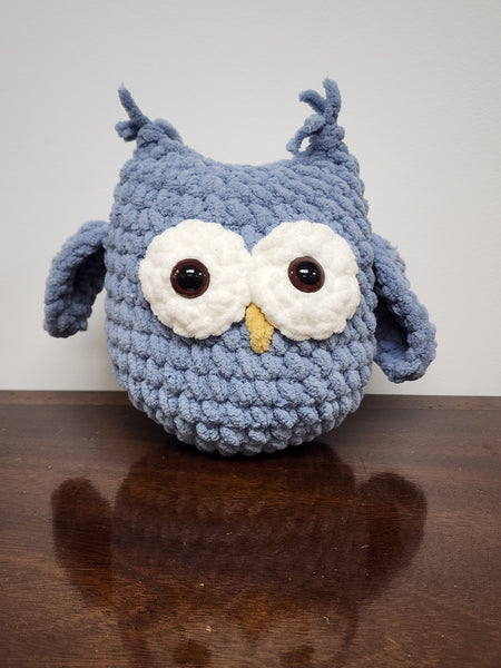 Handmade Large Owl - Dusty blue