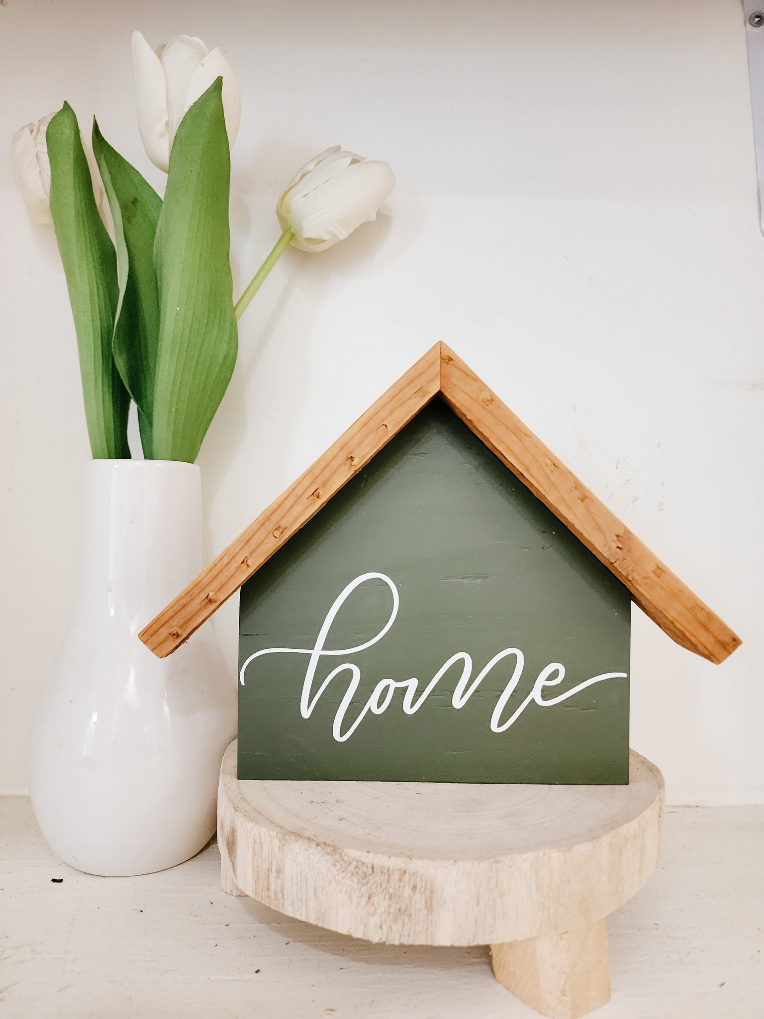 Large rustic house "Home" sign-green