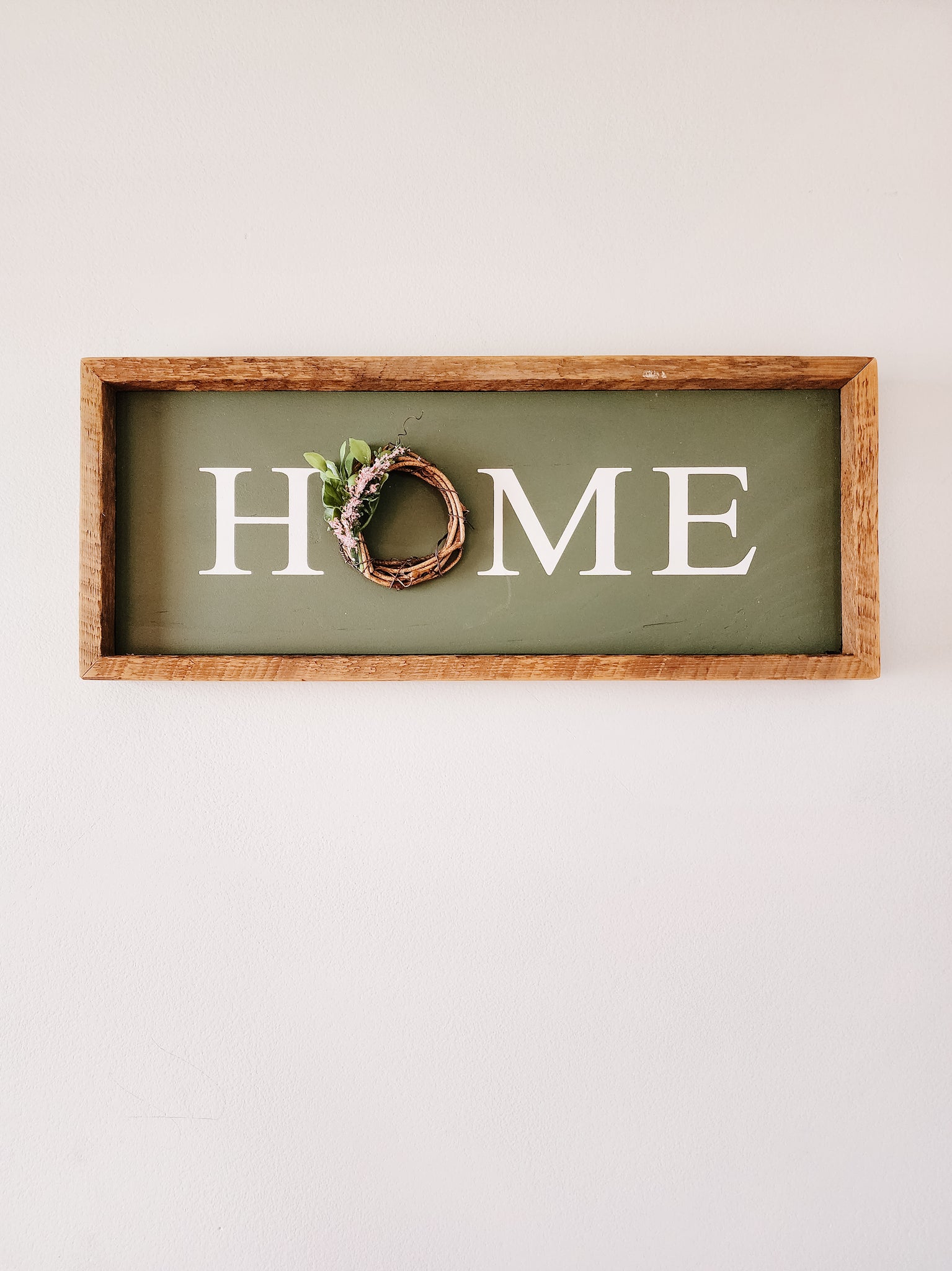 Rustic HOME 7x17" green backer  Sign
