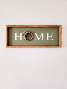 Rustic HOME 7x17" green backer  Sign