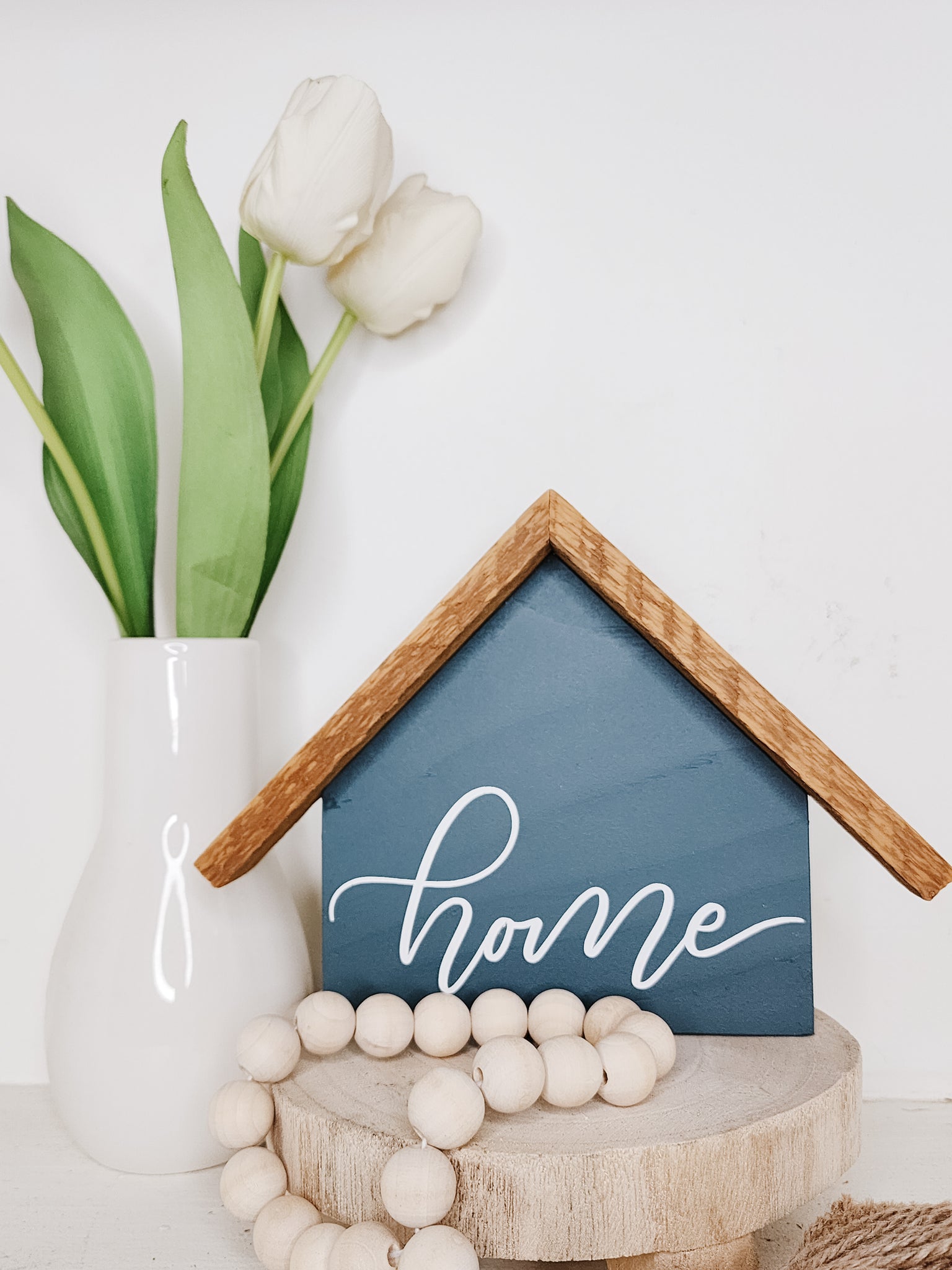 Large rustic house "home" sign- blue