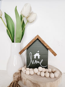 Small rustic house "home with house picture" sign- green