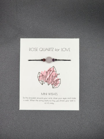 Mini Wish tie on bracelet - Rose Quartz