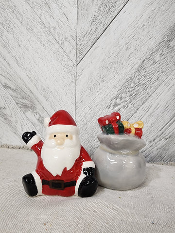 Santa and toy bag salt and pepper shakers