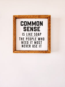 9x9 Common Sense is like soap sign