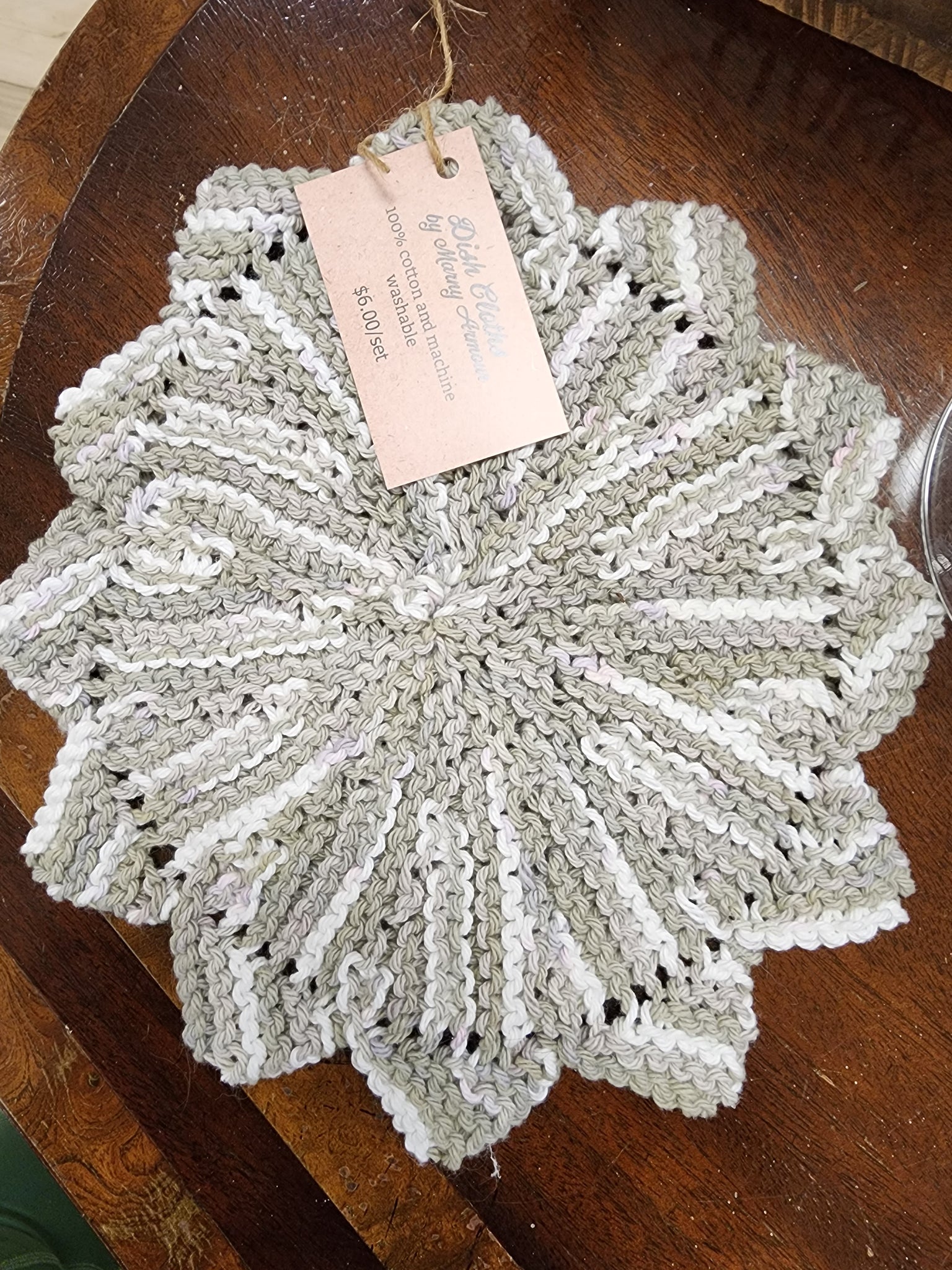 Dish Cloths -grey and white