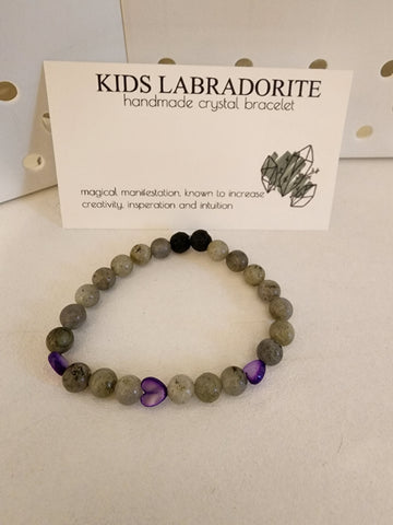 Kids Labradorite with hearts bracelet