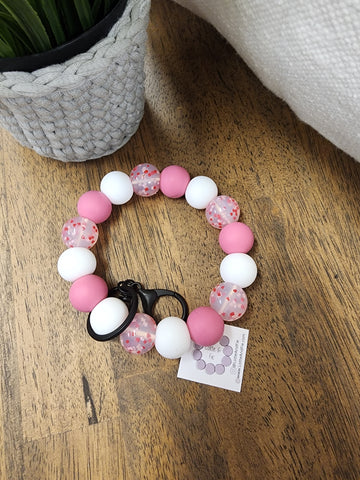 LNF- Valentine Key Chain Wristlets with heart sprinkle bead