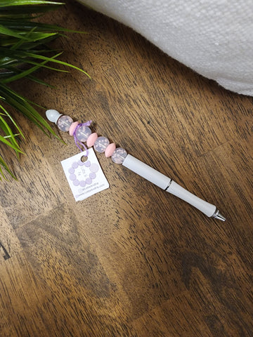 Valentines Silicone Sprinkle Beaded Pen- Light Pink