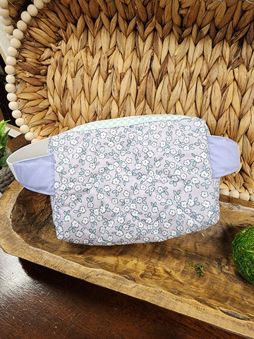 Child Quilted Fanny Pack - Purple and white flowers