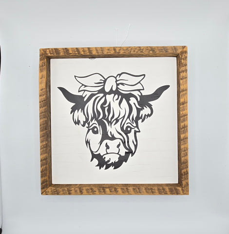 9x9  Highland cow sign