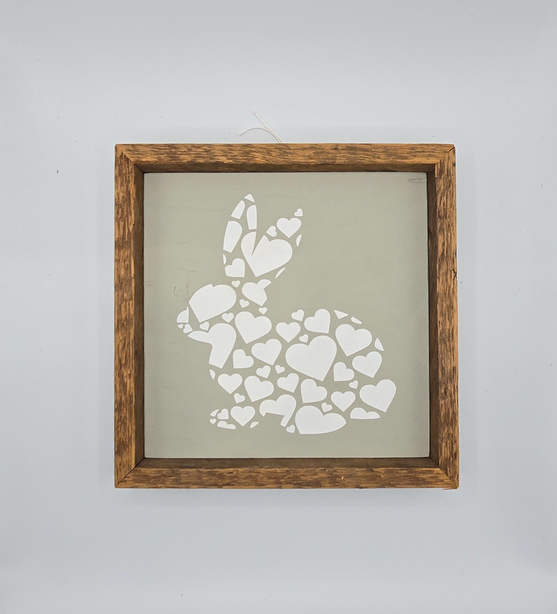 9x9  Heart Bunny sign -light green backer