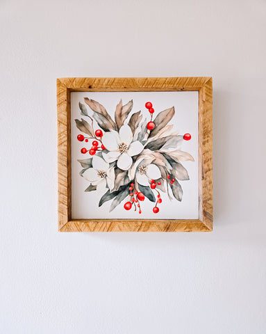 9x9 Sublimated Red Berry Magnolia sign.