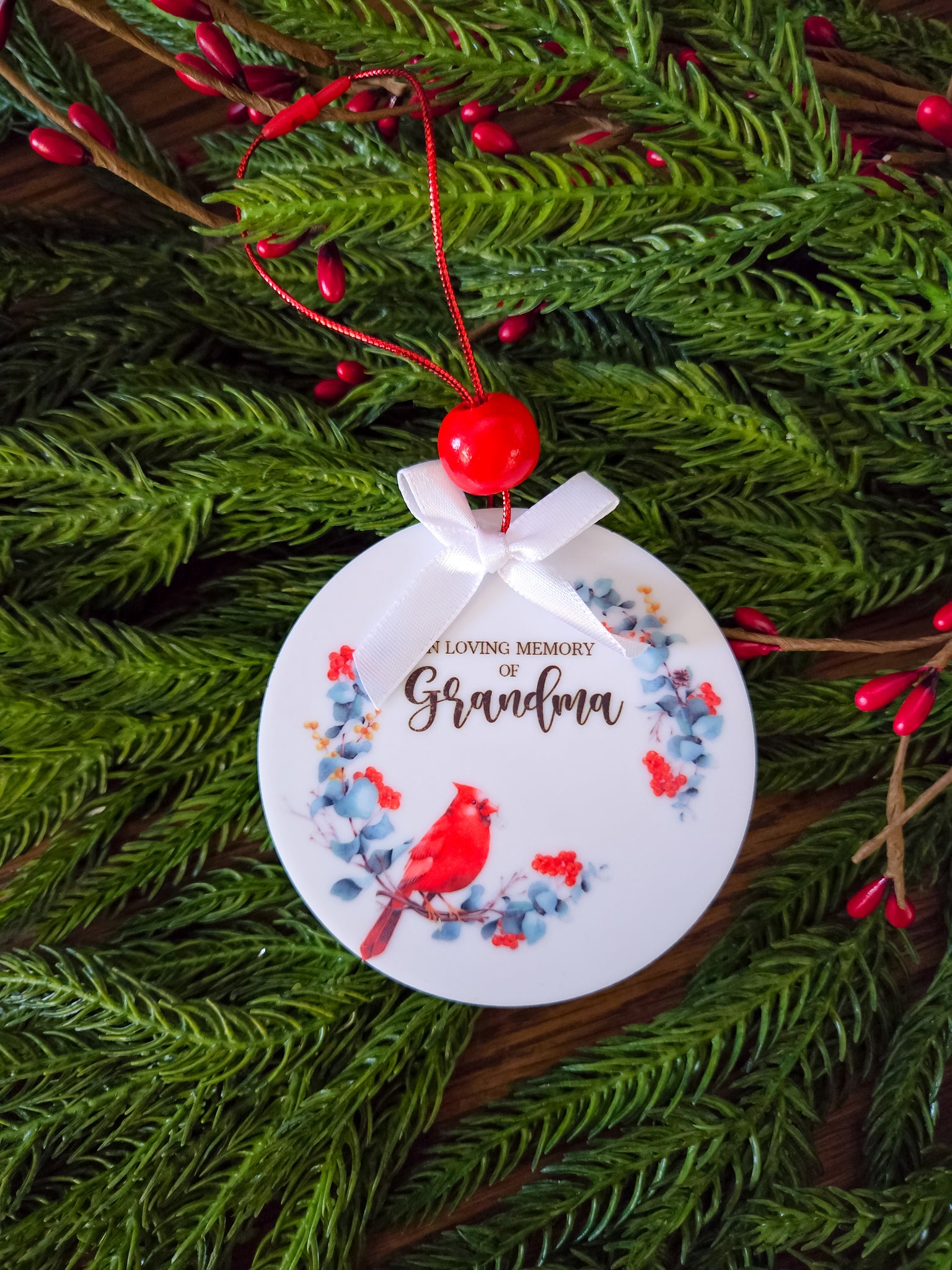 In memory of grandma Cardinal Ornament