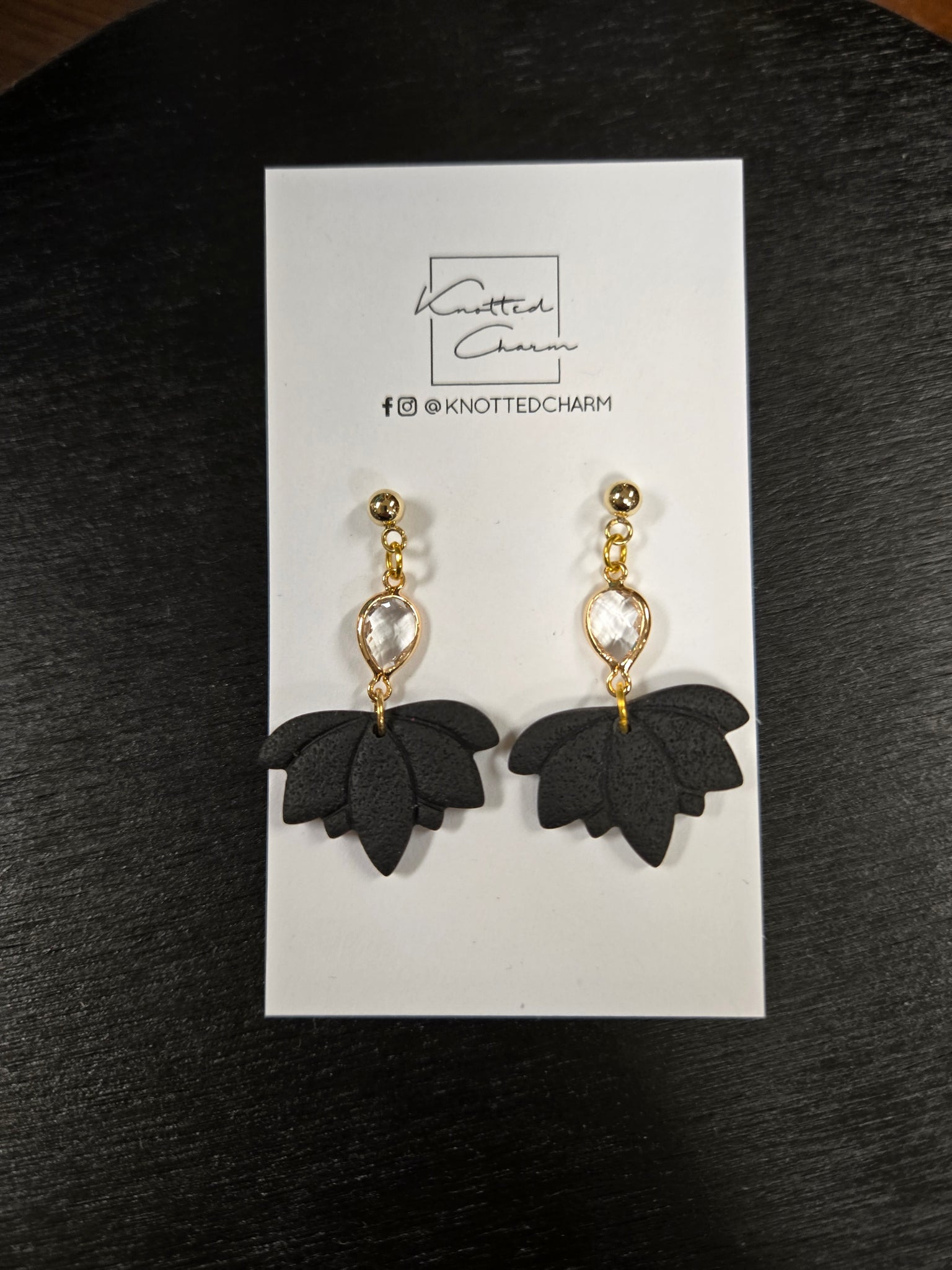 Black lotus Dangle Earrings- Black – Finders Keepers Brantford Shop