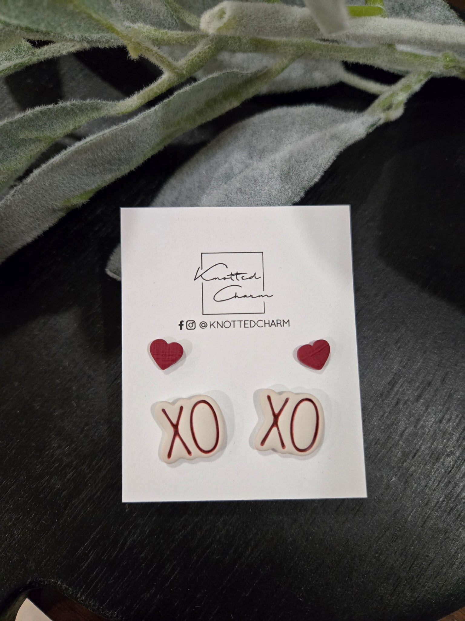 Cream XO , red heart stud pack  Earrings