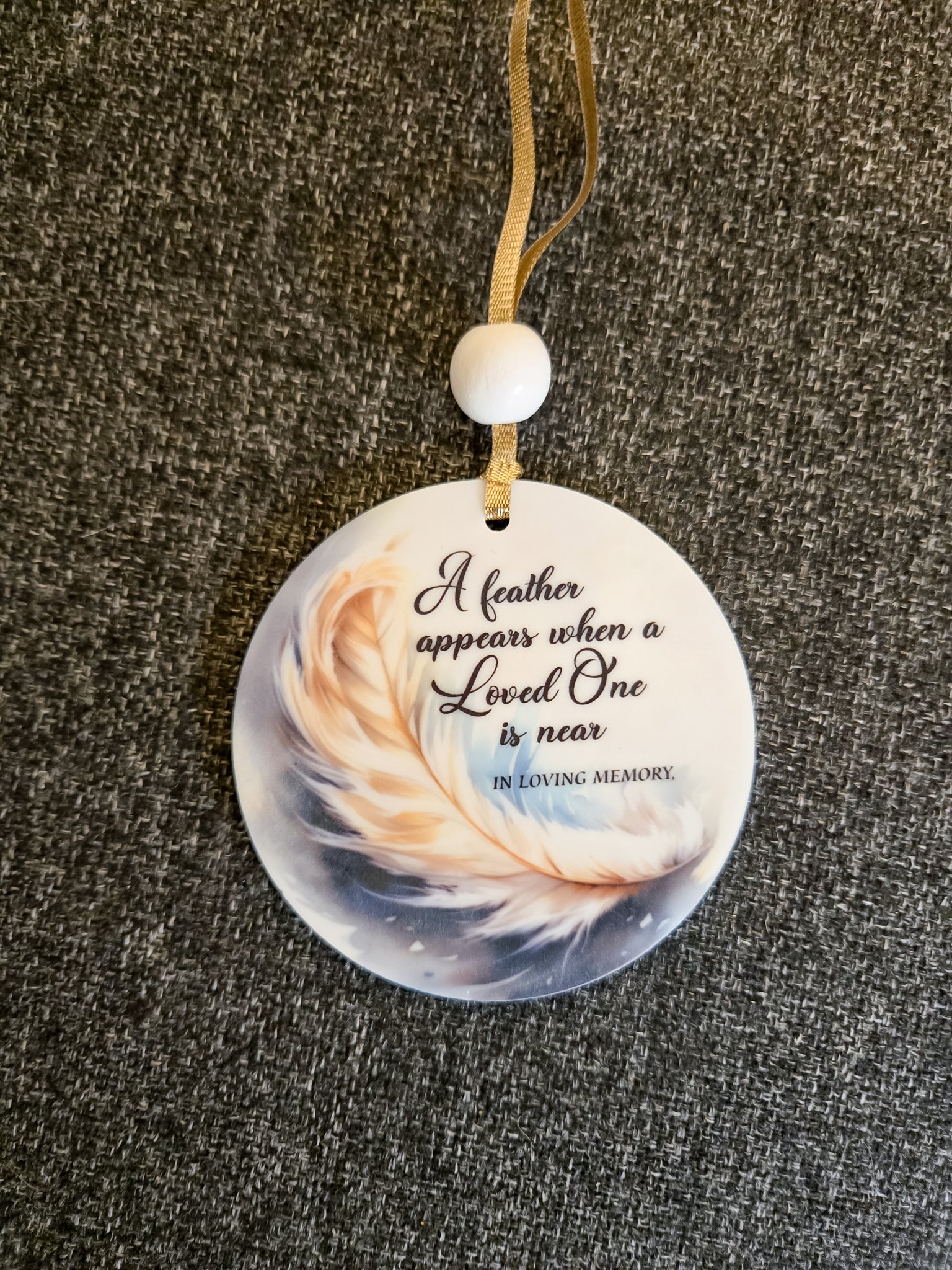 Keepsake Ornament- A Feather appears when loved ones are near memory