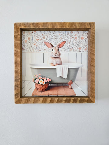 9x9 Sublimated Bathtub Bunny sign.