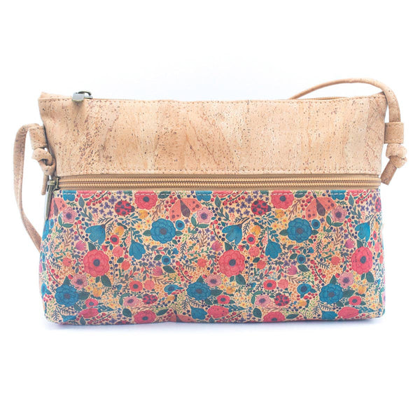 Natural Cork and Printed Design Women's Crossbody Bag BAG-22: B