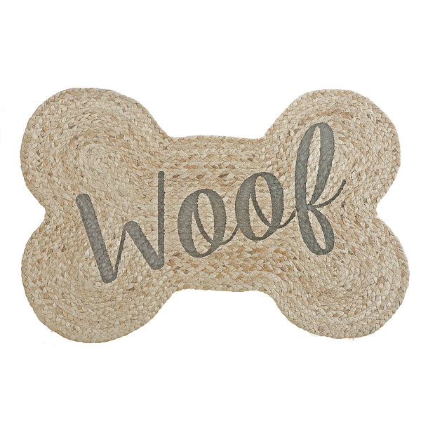 Braided Jute Bone Shape Pet Mat Woof: Brown