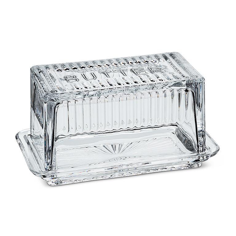 Large Covered Glass Butter Dish